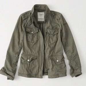 Abercrombie & Fitch Military Twill Shirt Jacket in olive green, size XS
